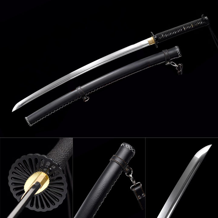 Katana With Leather Straps Scabbard