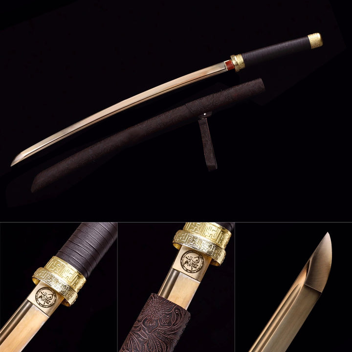 Manganese Steel Brown Leather Scabbard Katana