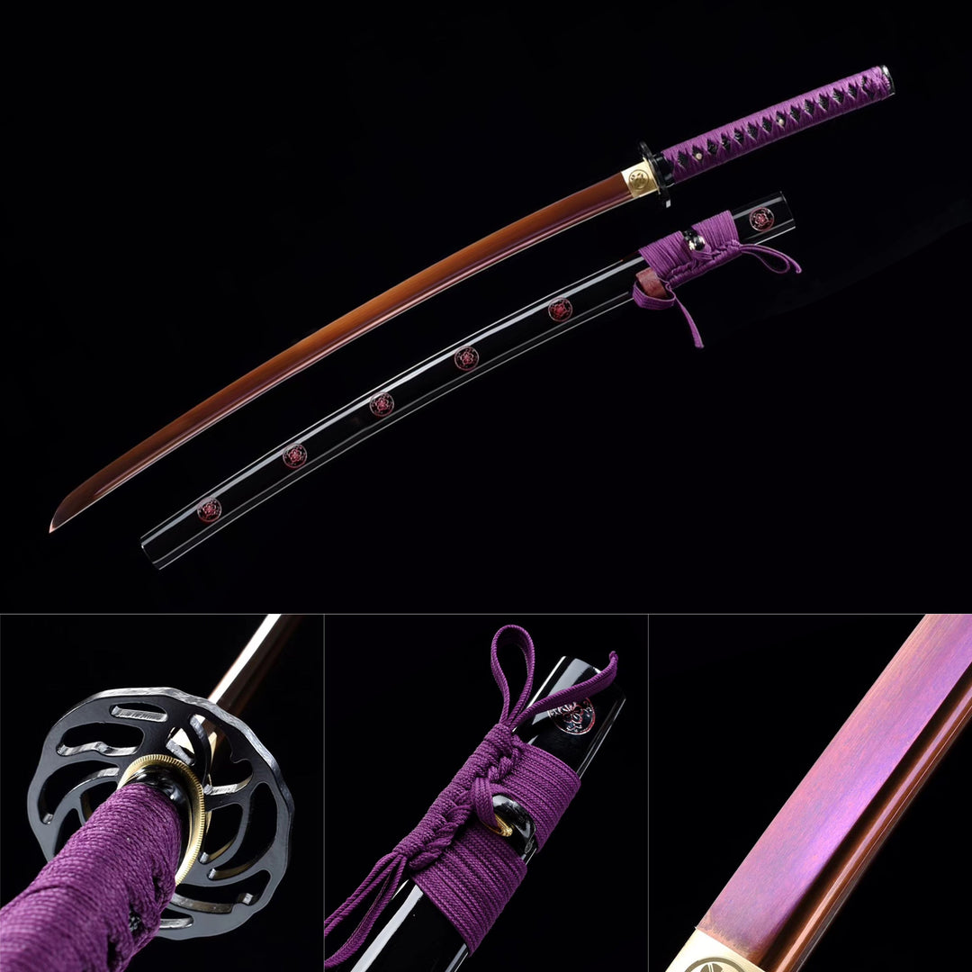 Manganese Steel Red Color Treated Katana Purple