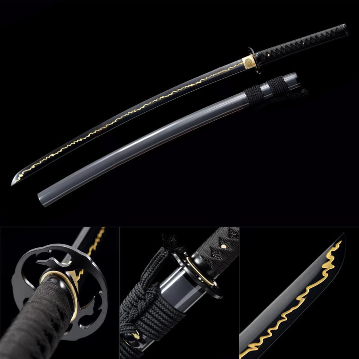 Lightning Hamon Black Katana