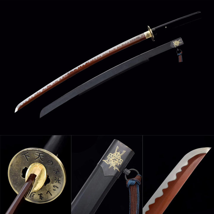 Color Treated Characters Tsuba Katana