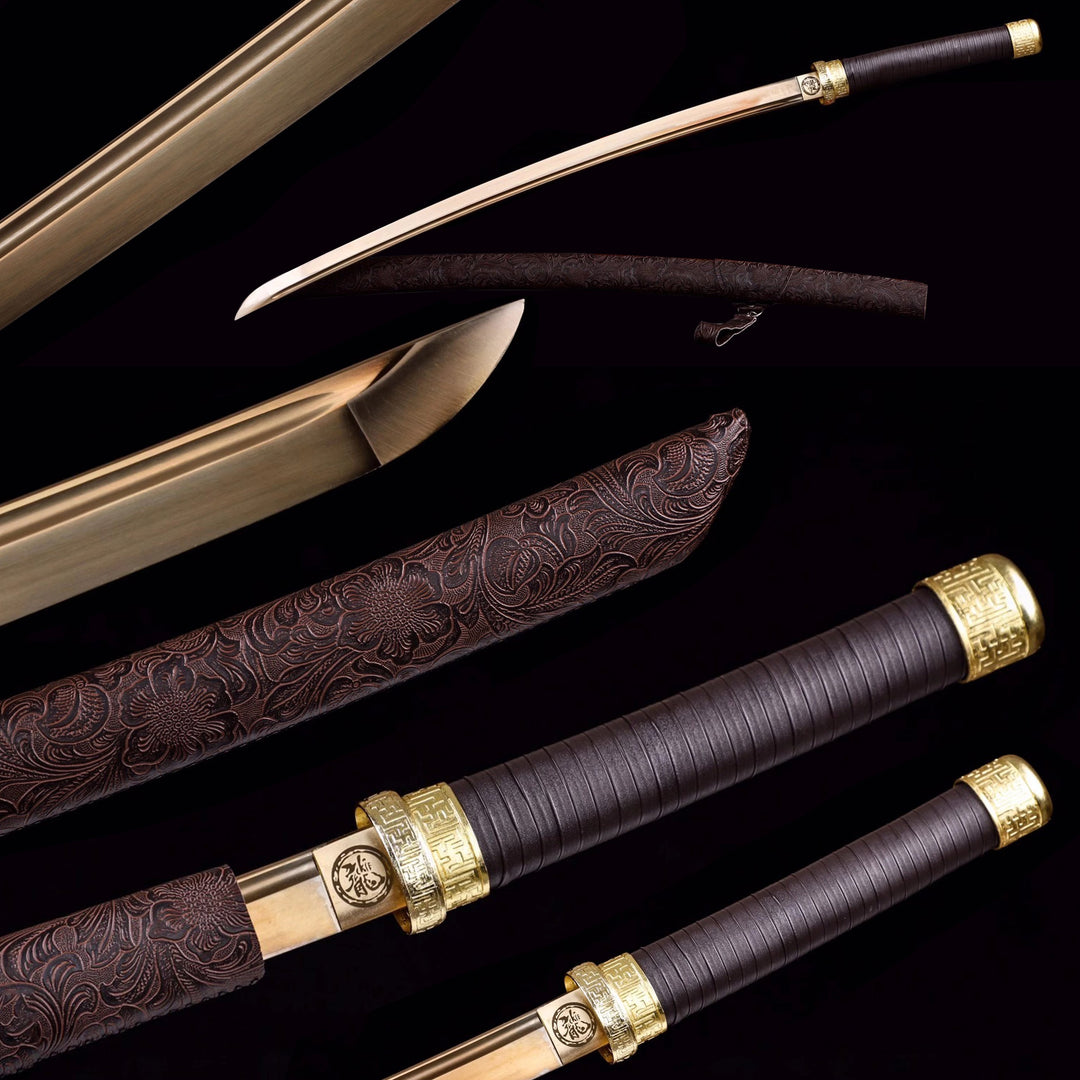 Manganese Steel Brown Leather Scabbard Katana