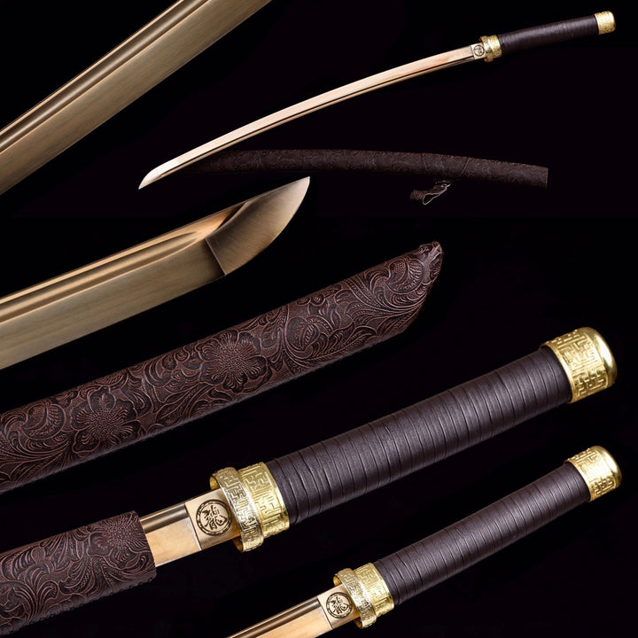 Manganese Steel Brown Leather Scabbard Katana