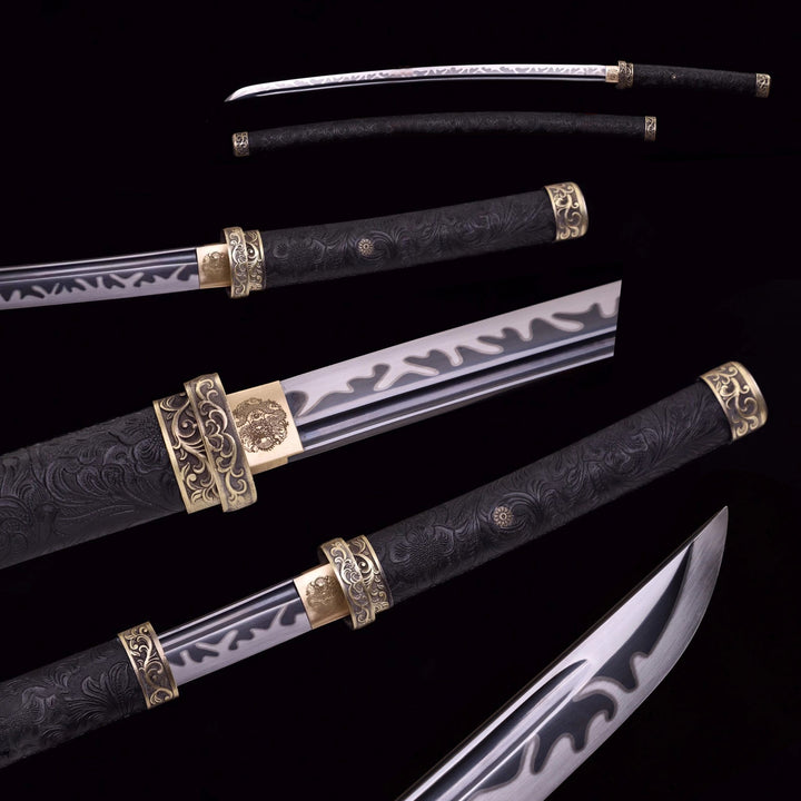 Karyuu no Honoo Katana Manganese Steel Leather Scabbard