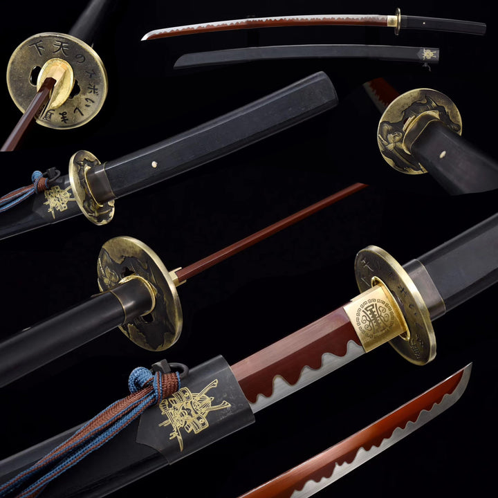 Color Treated Characters Tsuba Katana