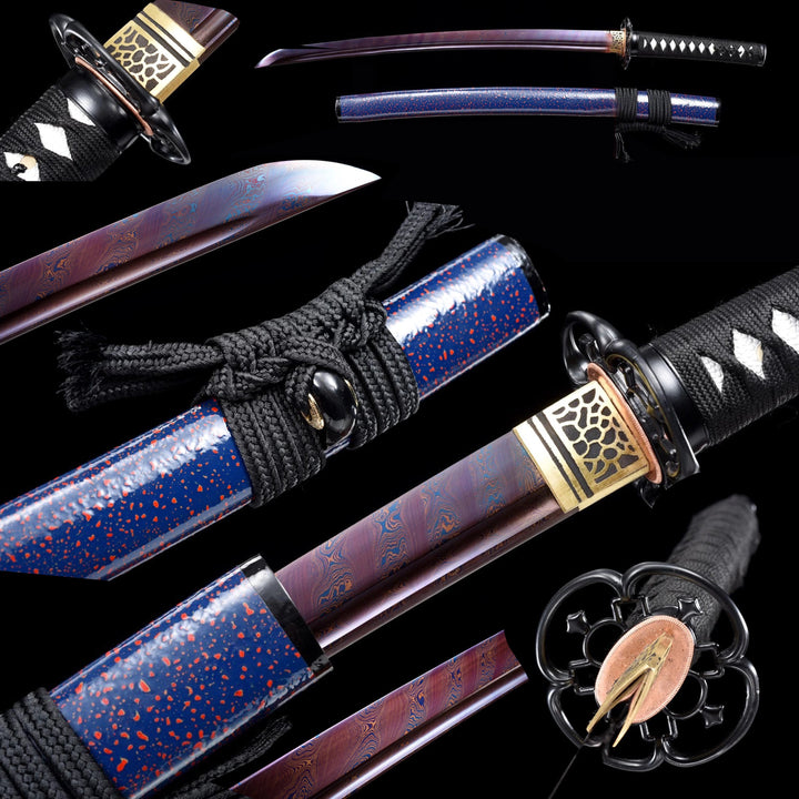 Color Treated Wakizashi Blue