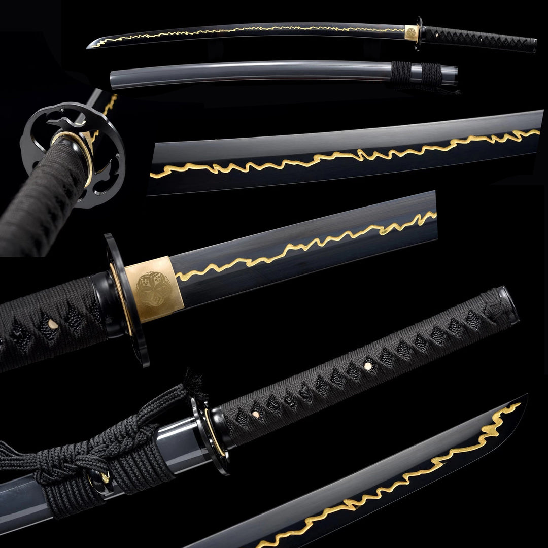 Lightning Hamon Black Katana