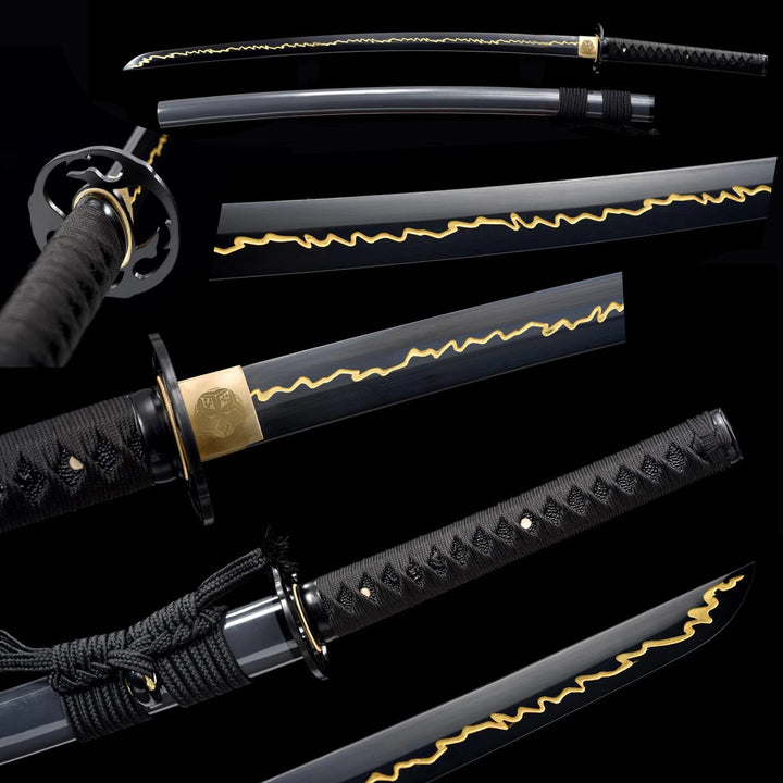 Lightning Hamon Black Katana