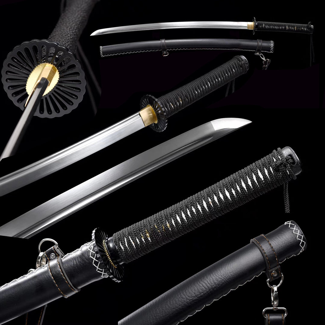 Katana With Leather Straps Scabbard