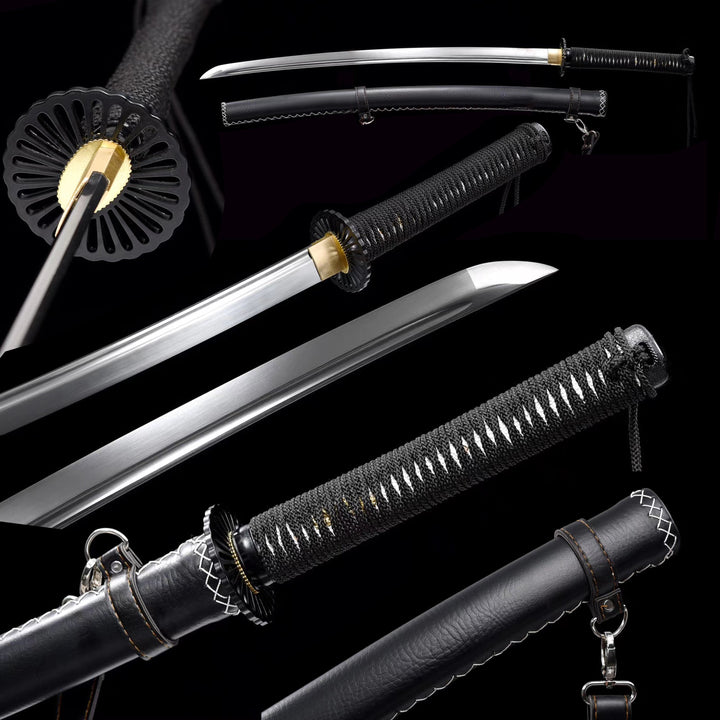 Katana With Leather Straps Scabbard