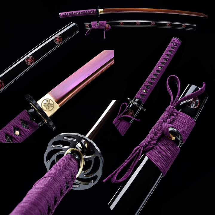 Manganese Steel Red Color Treated Katana Purple