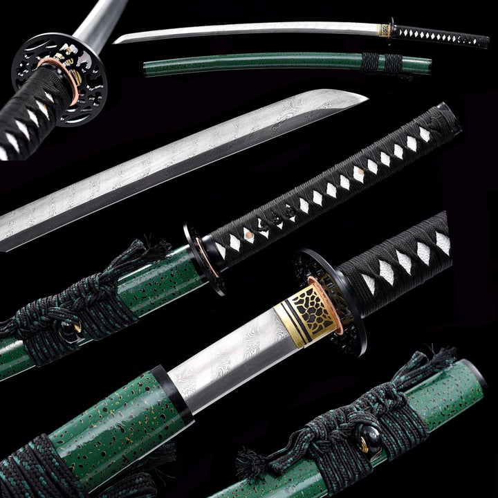 Aki no Sora Green Katana,Twist Pattern
