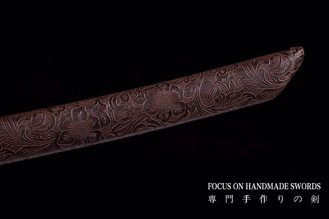 Manganese Steel Brown Leather Scabbard Katana