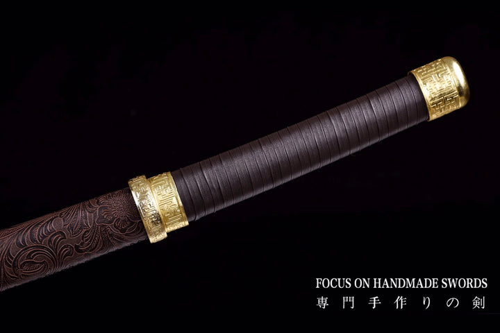 Manganese Steel Brown Leather Scabbard Katana