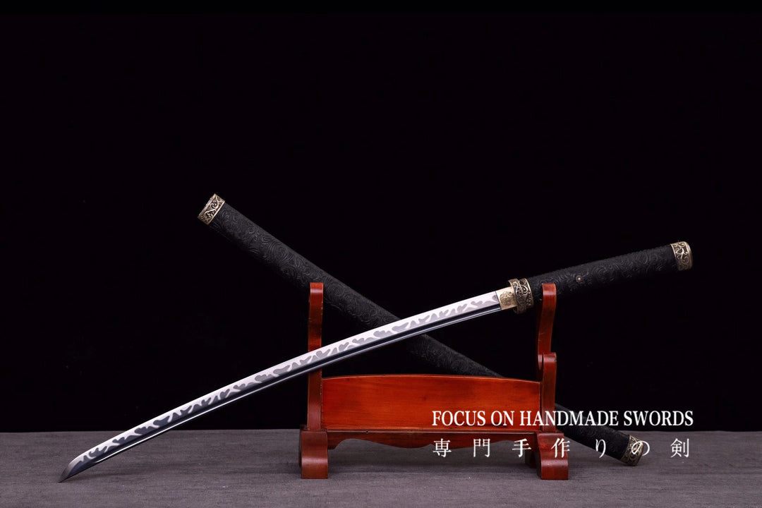 Karyuu no Honoo Katana Manganese Steel Leather Scabbard