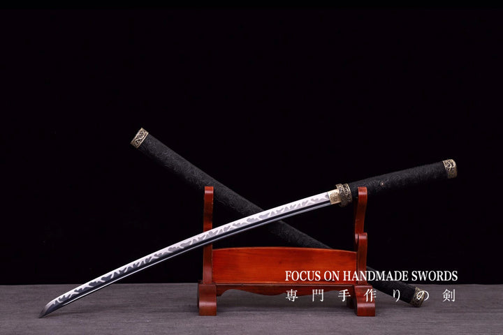 Karyuu no Honoo Katana Manganese Steel Leather Scabbard