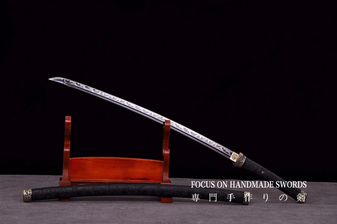 Karyuu no Honoo Katana Manganese Steel Leather Scabbard