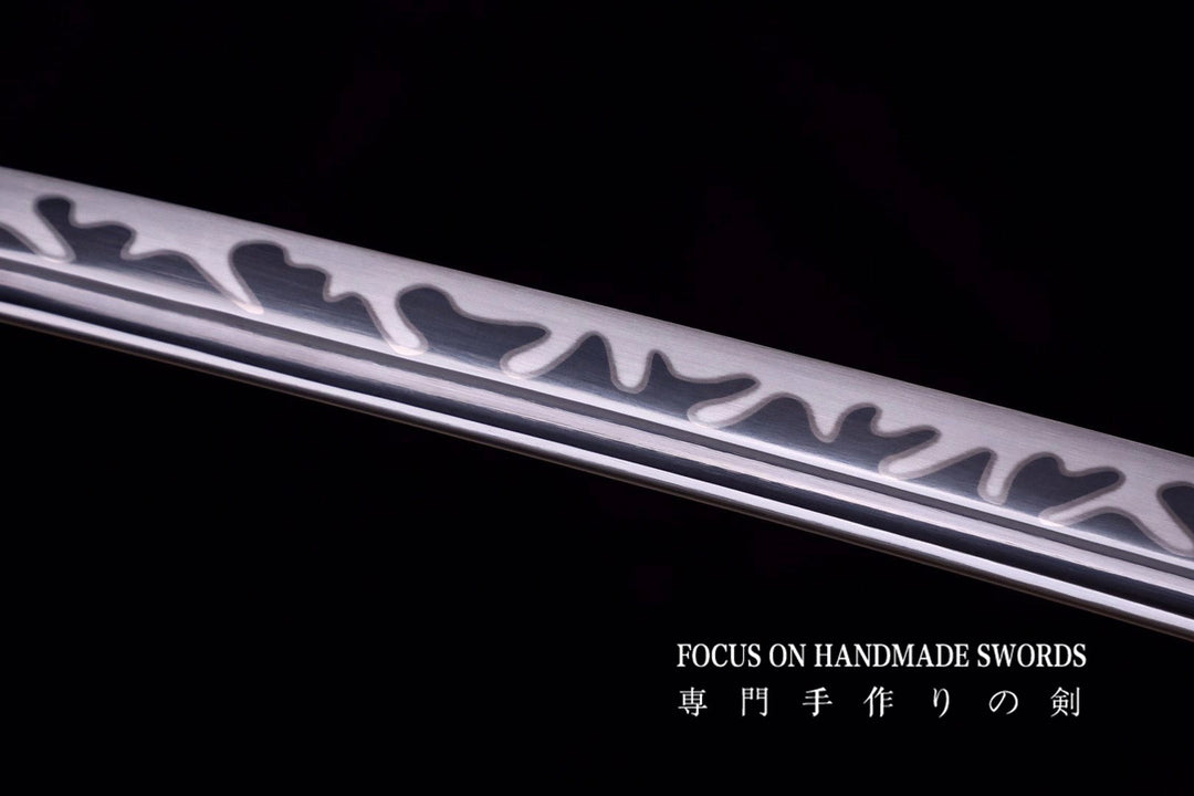 Karyuu no Honoo Katana Manganese Steel Leather Scabbard