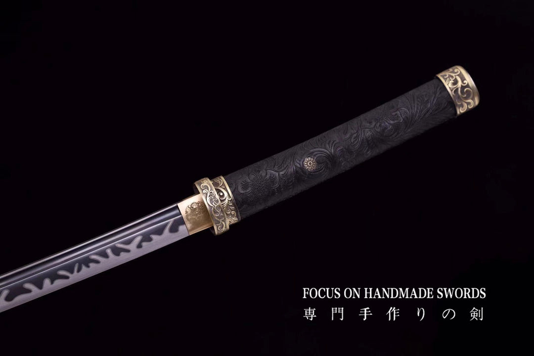 Karyuu no Honoo Katana Manganese Steel Leather Scabbard