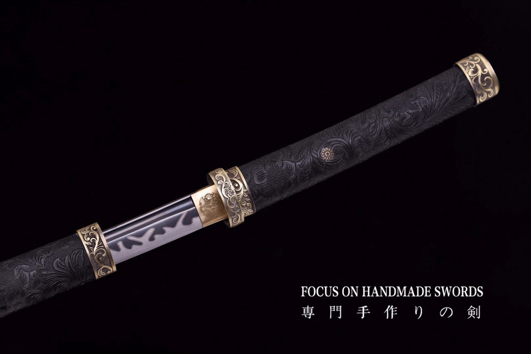 Karyuu no Honoo Katana Manganese Steel Leather Scabbard