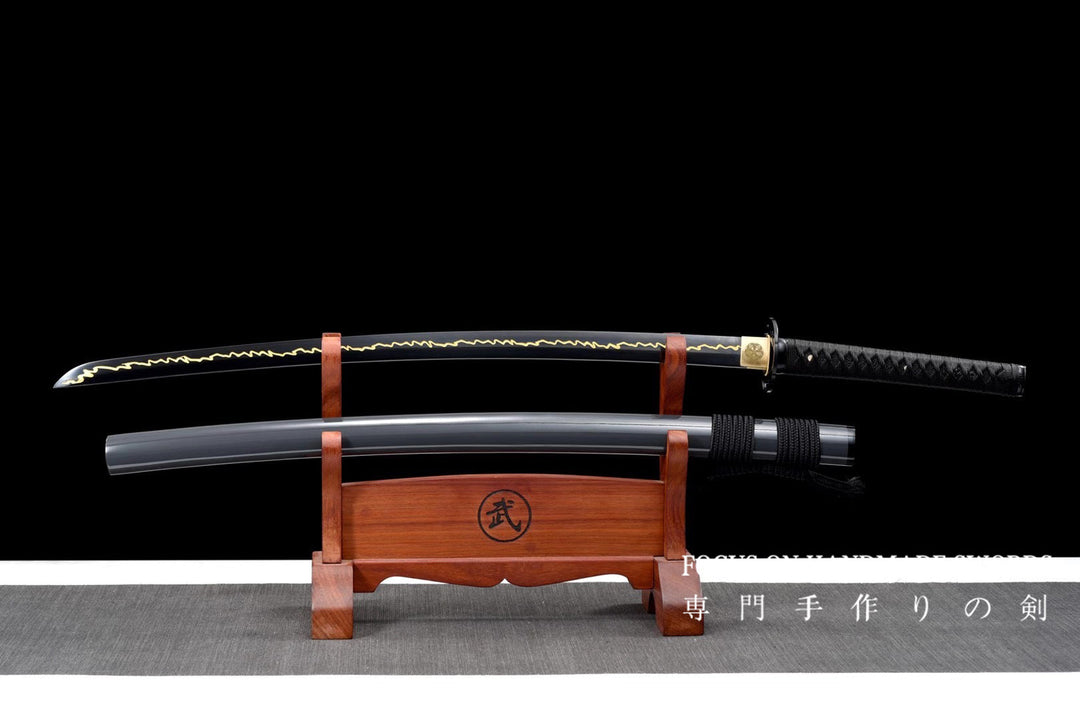 Lightning Hamon Black Katana
