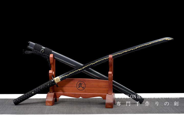Lightning Hamon Black Katana