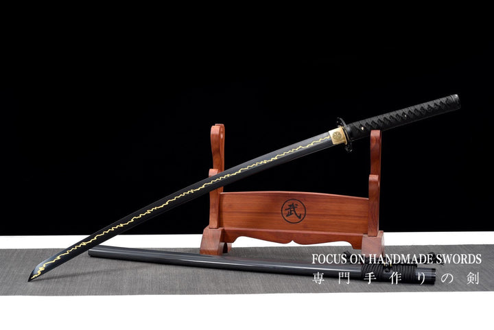 Lightning Hamon Black Katana