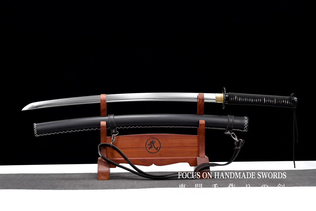 Katana With Leather Straps Scabbard