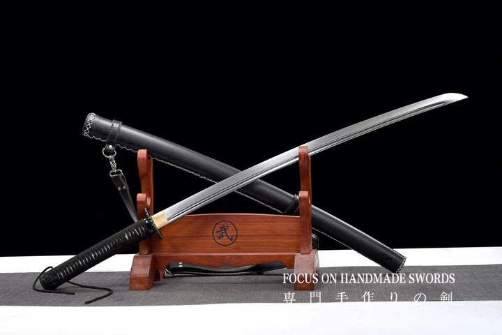 Katana With Leather Straps Scabbard