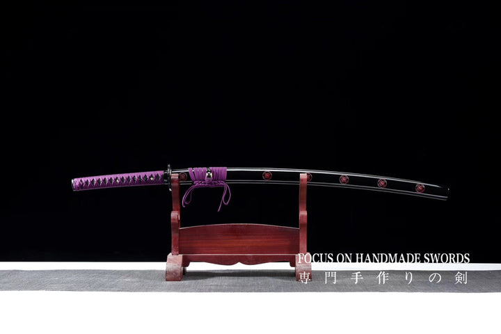 Manganese Steel Red Color Treated Katana Purple