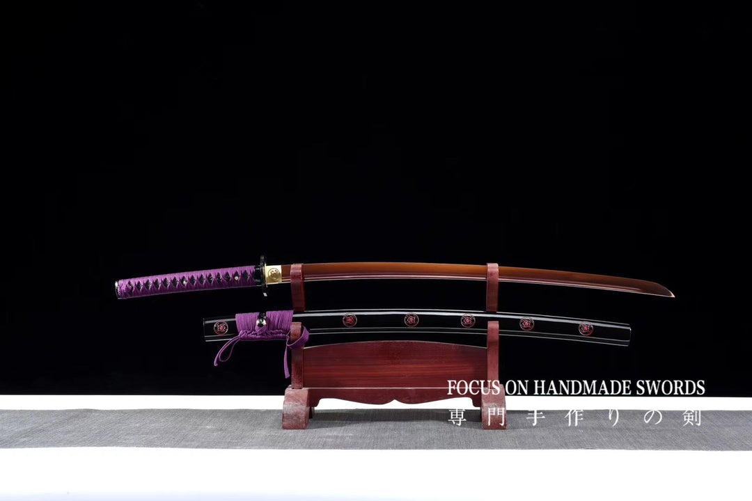 Manganese Steel Red Color Treated Katana Purple