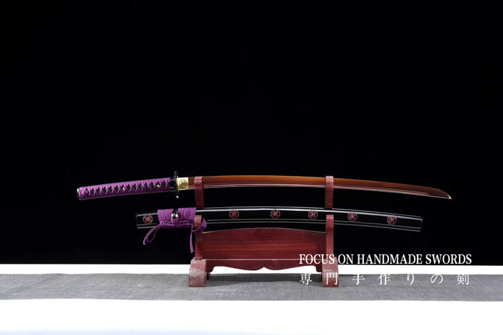 Manganese Steel Red Color Treated Katana Purple
