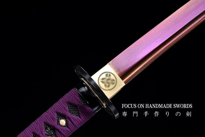 Manganese Steel Red Color Treated Katana Purple