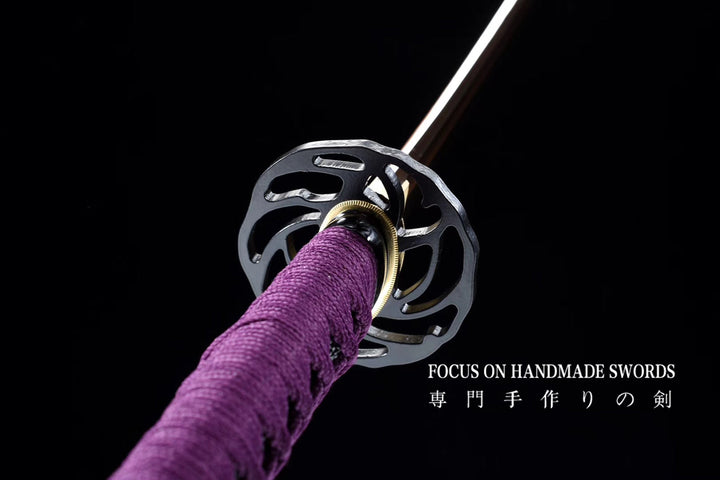 Manganese Steel Red Color Treated Katana Purple