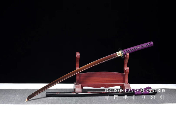 Manganese Steel Red Color Treated Katana Purple