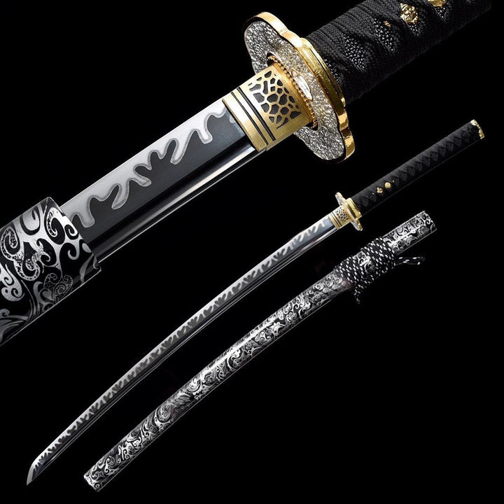 Hand Forged Golden Sunflowers Katana